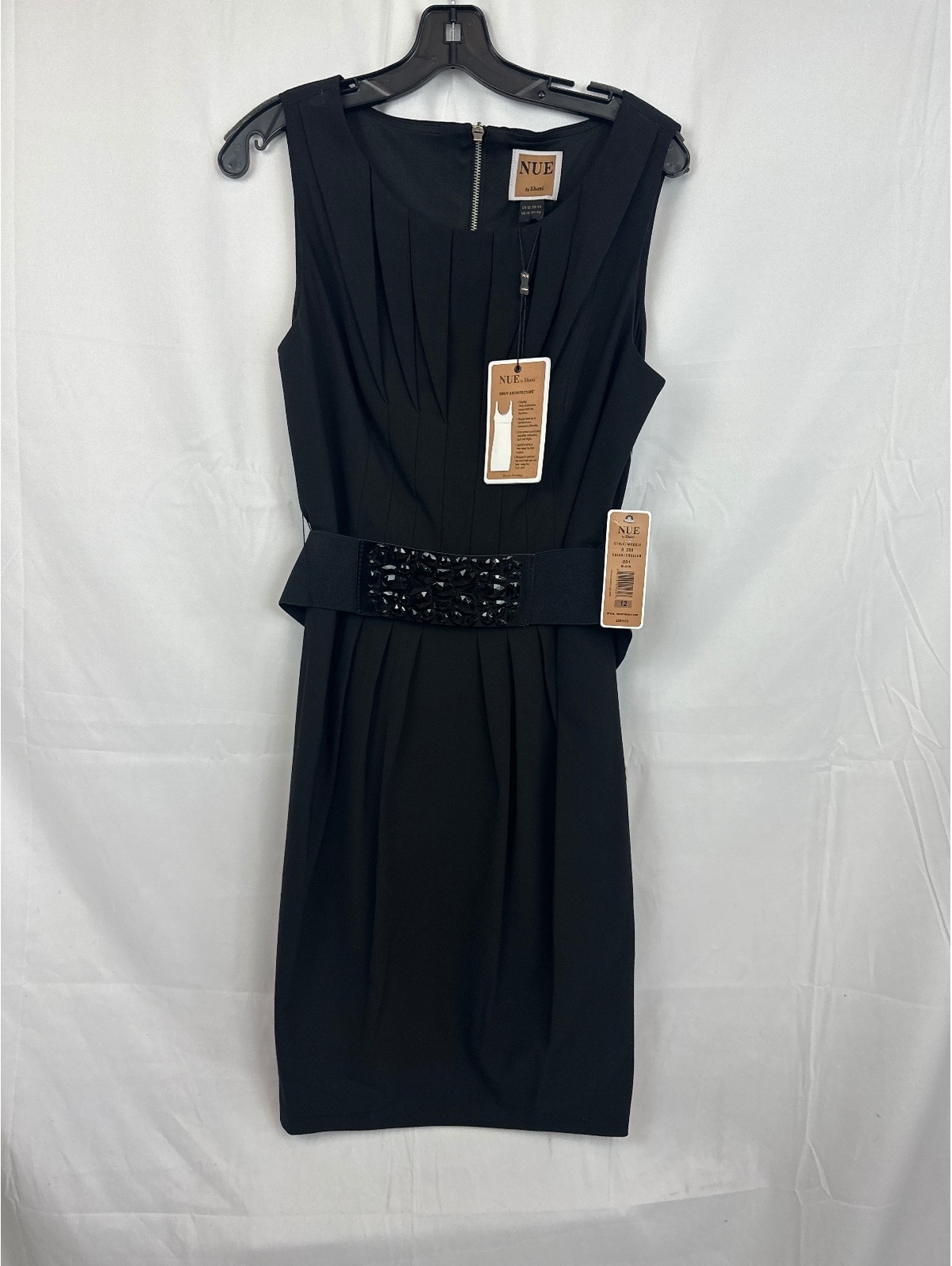 Nue Shani Black Sleeveless Dress Beaded Waist Detail Size 12